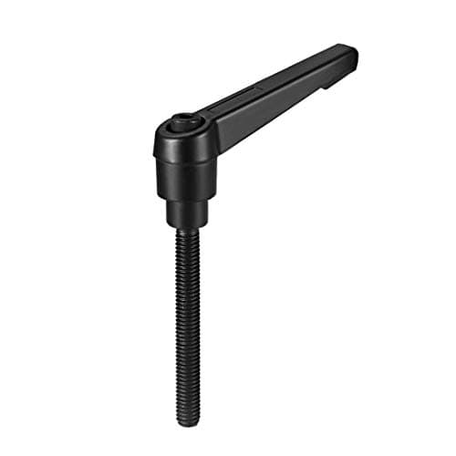 Image of sourcing map M6 x 40mm Handle Adjustable Clamping Lever Thread Push Button Ratchet Male Threaded Stud Knobs Quick Release Screw Handles Bolts with Locking Lever Black