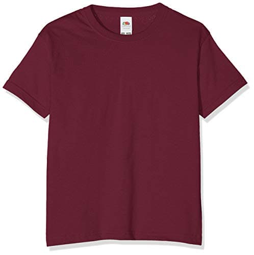Image of FRUIT OF THE LOOM Unisex Kids Valueweight Short Sleeve T Shirt, Burgundy, 12-13 Years UK