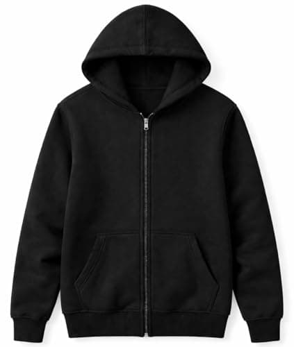Image of COSHAL® Full Zip Fleece Hoodie Men’s Pullover Hoodie Sweatshirt with Hood Warm Long Sleeve Hooded Jumper Top for mens Casual Winter Wear Top Hoodie Black L