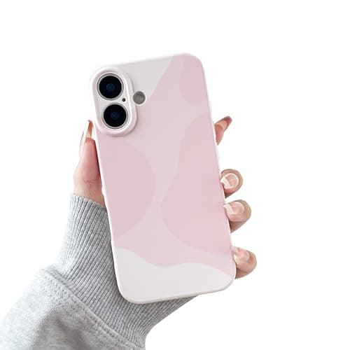 Image of DEFBSC for iPhone 16 Case, Cute Art Aesthetic Print Design Soft TPU Cover, Shockproof Raised Full Camera Protection Anti-Scratch Back Phone Case for Girls Women, Pink