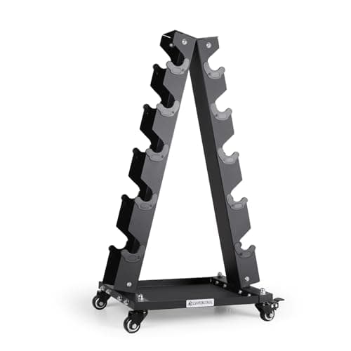 Image of LIONSCOOL Dumbbell Rack Stand, 3/4/5/6 Tier A-Frame, Heavy Duty Dumbbell Holder, Portable Weight Rack for Home Gym (Stand Only) (5-Tier,136KG Load)