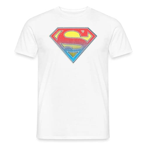Image of Spreadshirt DC Comics Originals Superman Logo Men’s T-Shirt, S, White