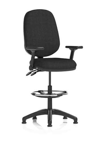 Image of Dynamic Eclipse Plus II Lever Task Operator Chair With High Rise Draughtsman Kit With Height Adjustable And Folding Arms Black