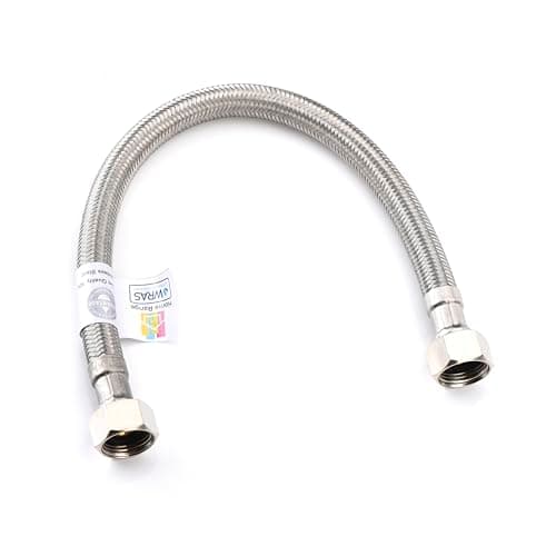 Image of Home Range 300mm 3/8" x 3/8" |2 Lengths| Flexible Connector Hose Pipe WRAS Approved, Stainless Steel Braided, 10 Bar Pressure, 90°C, BSP Female Fitting for Plumbing & Kitchen Use