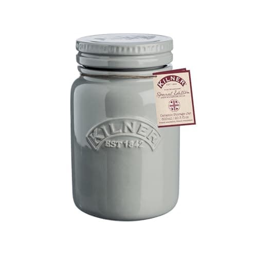 Image of Kilner 0.6 Litre Dusty Pink Push Top Stoneware Storage Jar