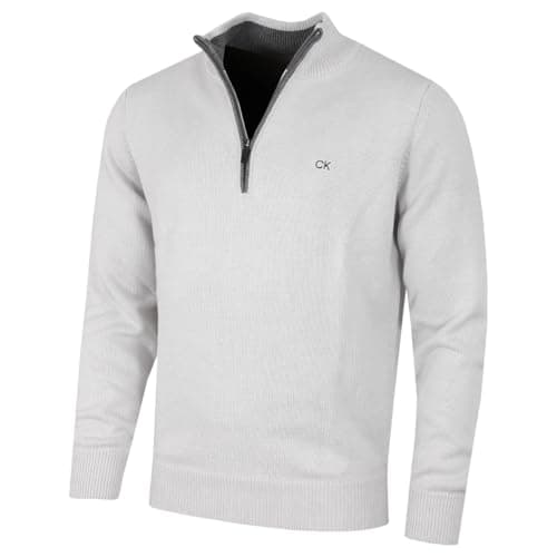 Image of Calvin Klein Mens 2026 1/2 Zip CK Golf Sweater - Light Silver - L