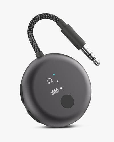 Image of Avantree SoundJet R1 – Airplane Bluetooth Adapter for Headphones & AirPods, aptX Adaptive, Qualcomm Chipset, 20H Playtime, Wireless Audio Transmitter for in-Flight Travel Essentials - Metallic Black