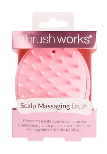Image of Brushworks Scalp Massaging Brush (Pink) – Soft Silicone Scalp Scrubber for Healthy Hair, Relaxation, Product Build-Up & Improved Circulation