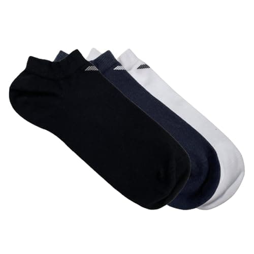 Image of Emporio Armani Mens 3 Pack Trainer Socks Black/Navy/White L-XL
