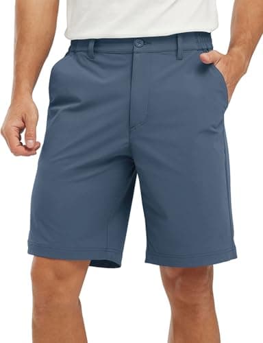 Image of YSENTO Mens Golf Shorts Stretch Dry Fit 9" Lightweight Quick Dry Hiking Cargo Outdoor Shorts with Zipper Pockets(Denim Blue,30)