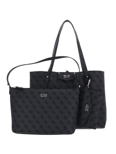Image of GUESS EcoBrenton Womens Tote Bag Coal Logo One Size