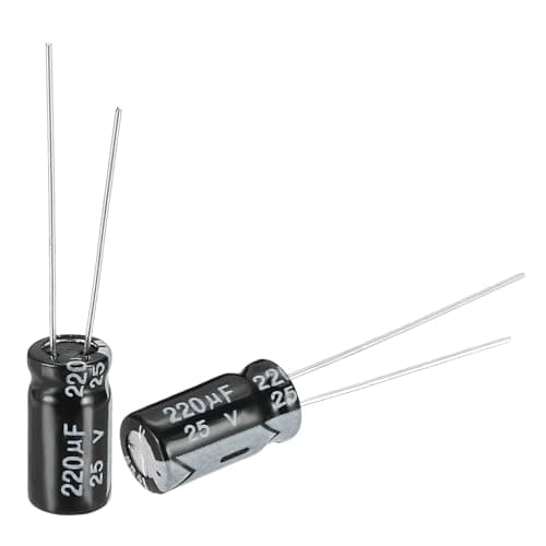 Image of sourcing map 220uF 25V 6x12mm Electrolytic Capacitor, Radial Leads Aluminum Capacitors for TV, VCD, LCD Monitor, Speaker, 50Pcs
