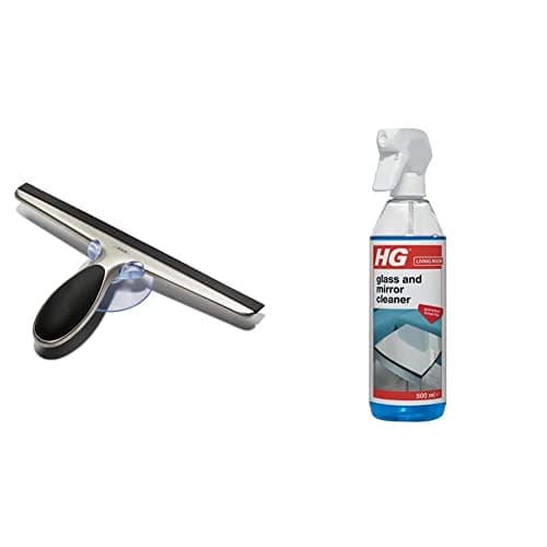 Image of OXO Good Grips Stainless Steel Squeegee & HG Glass and Mirror Cleaner, Streak-Free Glass Cleaner, Effectively Removes Grease & Dirt from Windows & Surfaces Quickly (500ml) - 142050106