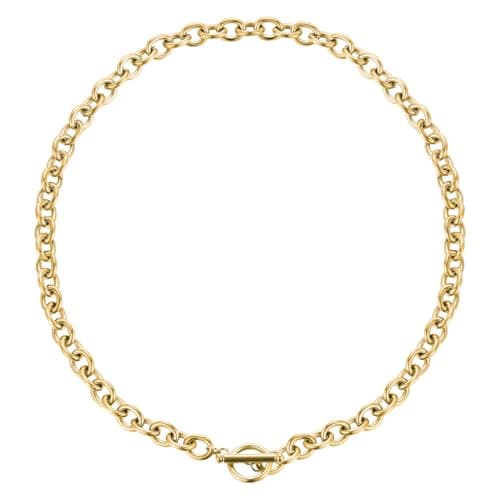 Image of Emibele Chunky Gold Necklace for Women, Chunky Paperclip Necklace with OT Clasp, Stainless Steel Non Tarnish 18K Gold Plated Chain Necklace Fashion Jewelry Gifts for Valentine's Day Mothers Day