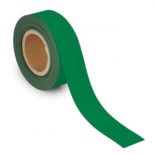 Image of MAUL Labelling Tape 50 mm x 1 mm, Writeable Tape with Magnetic Backing, Versatile in Office, Workshop, Warehouse and Kitchen, Can Be Cut to Size, 10 m Length, Green