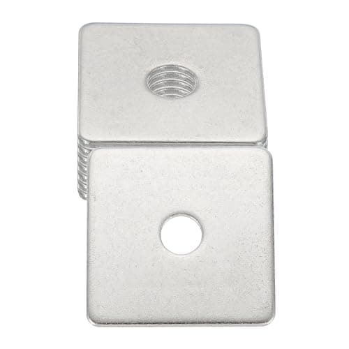 Image of sourcing map 8 Pcs Flat Square Plate Washer, 10MM ID x 50MM OD x 2MM Thick 304 Stainless Steel Flat Pad Spacer Gasket for Bolts Factories Bathroom Repair Shops Construction, Silver