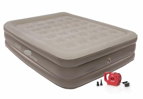 Image of Coleman SupportRest Double-High 18" Queen Air Mattress | Indoor and Outdoor Raised Airbed with 120V Rechargeable Air Pump | Blow Up Air Mattress for Camping