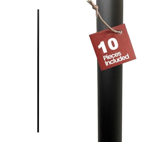 Image of Iron Stair Balusters 5/8 Inch (15.9 mm) Round x 44 Inch (1117.6 mm) Long | Classic Hollow Metal Stair Spindles | Satin Black Powder Coated | Pack of 10