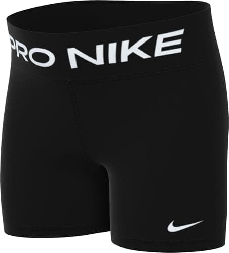 Image of Nike Pro Dri-FIT 5" Shorts (Older Kids) (Girls) (Extended Size) FB2130 Black/White