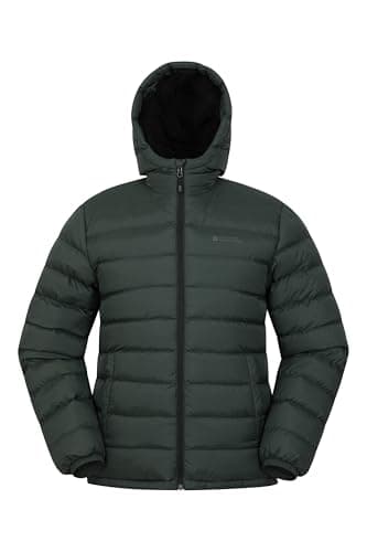 Image of Mountain Warehouse Seasons Mens Fur-Lined Padded Jacket - Microfibre insulation & Faux Fur Puffer Coat with Side Pockets - Best for Autumn, Winter, Outdoors Green L