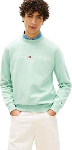 Image of Tommy Hilfiger Men's Tommy Logo Sweatshirt MW0MW11596 Pullover Sweatshirt, GREEN, XL