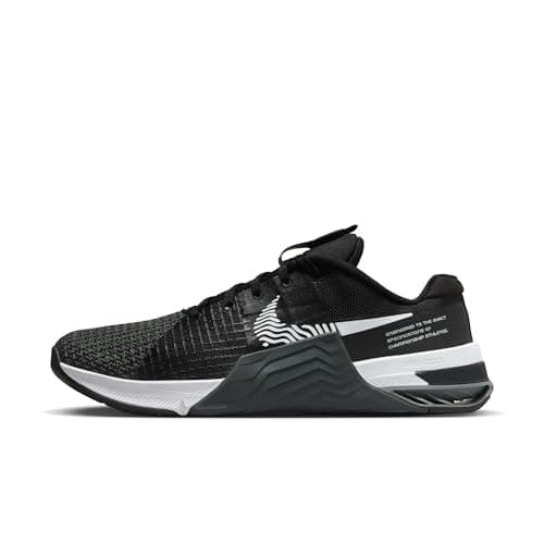 Image of Nike Metcon 8 Mens Trainers Gym Fitness Shoes (Black/Dark Smoke Grey/Smoke Grey/White, UK Footwear Size System, Adult, Men, Numeric, Medium, 10)