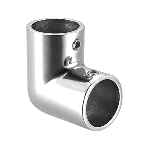 Image of sourcing map Rail Elbow Fitting 90 Degree 2-Way 316 Stainless Steel Pipe Connector Polishing for 25mm/1" OD Handrail Railing
