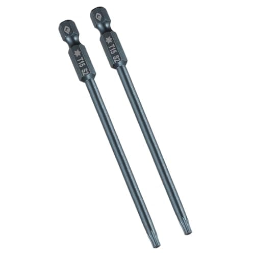 Image of TA-VIGOR 2Pcs T15 Torx Head Screwdriver Bits 1/4 Inch Hex Shank, 100mm Long Magnetic Tamper Proof Star S2 Steel Security Torx Bits with Hole for Impact Driver Drill Bits Hand Tools