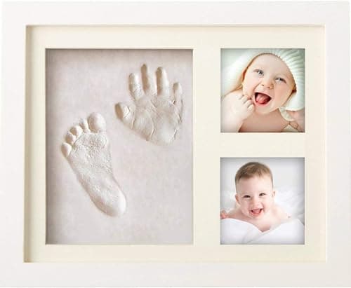 Image of PewinGo Baby Hand and Foot Print Kit, Upgraded Solid Wood Keepsake Photo Frame,100% Baby Safe Clay, Personalized Newborn Nursery Picture Frame for New Moms, Ideal Shower Christmas Gift-WHITE