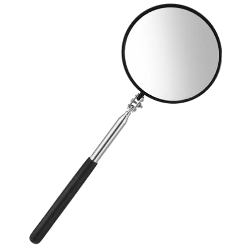 Image of DOPENSPI Telescoping Inspection Mirror, 360 Rotation Flexible Telescoping Circular Mirror Round Inspection Mirrors with Retractable Handle Telescopin Mirrors for Vehicle Condition(Dia-4 Inch)