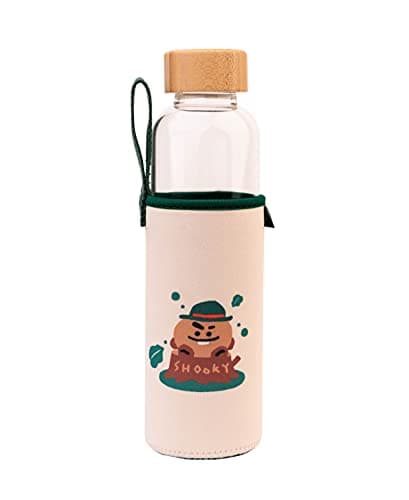 Image of Grupo Erik Glass Water Bottle - Shooky BT21 Merch | 17oz - 500ml Water Bottle Hot and Cold, Gym, Travel Bottles | Kawaii Gifts Under 15 Pounds, Kawaii Stuff
