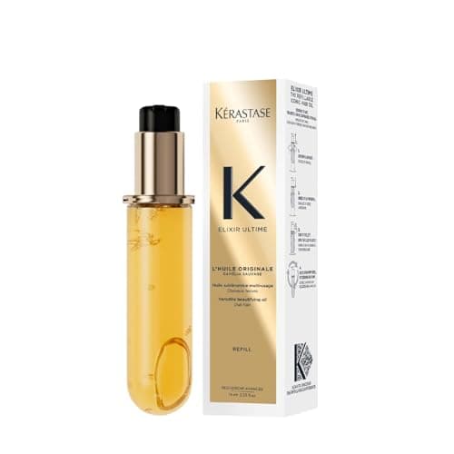 Image of Kérastase Elixir Ultime Hair Oil, Nourishes Dull Hair, For All Hair Types, Strengthens and Protects Hair From Heat, With Argan and Camellia Oil, L'Huile Originale, 75ml Refill