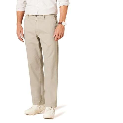 Image of Amazon Essentials Men's Classic-Fit Wrinkle-Resistant Flat-Front Chino Trousers (Available in Big and Tall), Khaki Beige, 38W / 32L