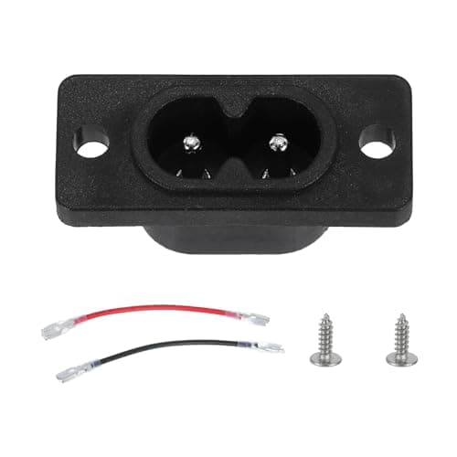 Image of sourcing map C8 Panel Mount Plug Adapter AC 250V 2.5A 2P IEC Plug Power Straight W 2 Wire with Screws