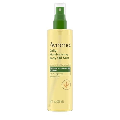 Image of Aveeno Daily Moisturizing Dry Body Oil Mist with Oat and Jojoba Oil for Dry, Rough Sensitive Skin, Nourishing & Hypoallergenic Body Spray, Paraben-, Silicone- & Phthalate-Free, 6.7 fl. oz
