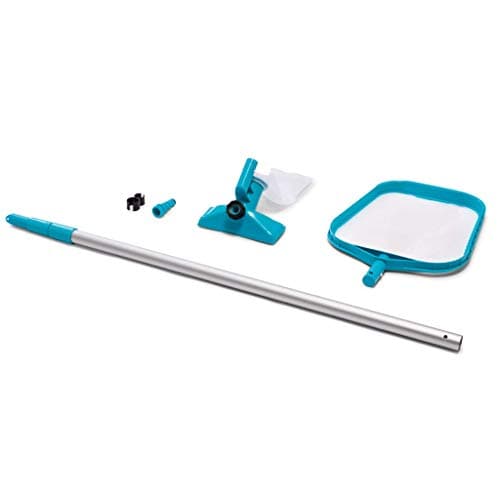 Image of Intex Pool Maintenance Kit with 2.39m Telescoping Aluminium Pole, Interchangeable Vacuum and Skimmer Heads, Garden Hose Connection, for 16ft and Smaller Pools, 28002