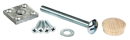 Image of Universal HANDRAIL to Newel Post Fixing KIT (1x Oak Cover Button, 1x Fixing Bolt 85mm Long, 1x Cover Button, 1x Washer, 1x Fixing Plate, 4X Fixing Screws 40mm)