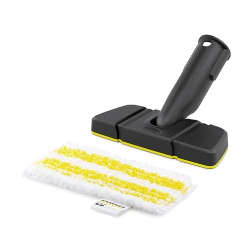 Image of Kärcher flexible hand nozzle set features a versatile hand nozzle and a matching microfibre cloth, ideal for cleaning flat and curved surfaces. Original accessory designed for Kärcher steam cleaners.