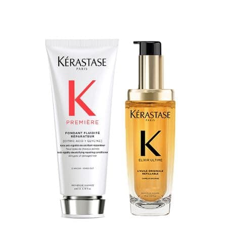 Image of Kérastase Elixir Ultime L'Huile Originale Hair Oil Refillable 75ml and Kérastase Première Anti-Rigidity Decalcifying Repairing Conditioner 200ml