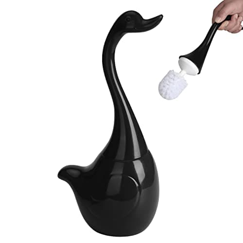 Image of Happy Fox Swan toilet brush, Ceramic toilet brushes & holders, Suitable for Bathroom Toilet Cleaning, Home Decor(Black)