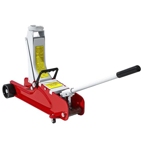 Image of HOMCOM Hydraulic Low Profile Jack, Heavy Duty Steel Racing Car Jack Kit, Floor Jack with 2.5 Ton Capacity, 8-38cm Lifting Range, Red