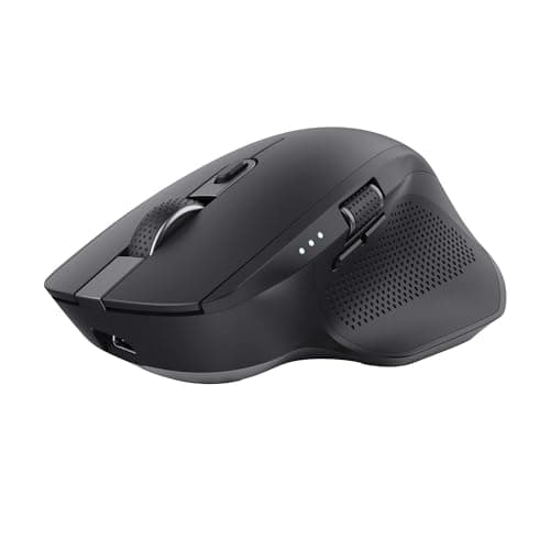 Image of Trust Ozaa+ Multidevice Wireless Mouse Bluetooth + 2.4GHz, Programmable Silent Mouse, Side Scroll Wheel, 60% Recycled Plastics, Rechargeable Bluetooth Mouse for Laptop PC Computer Mac - Black