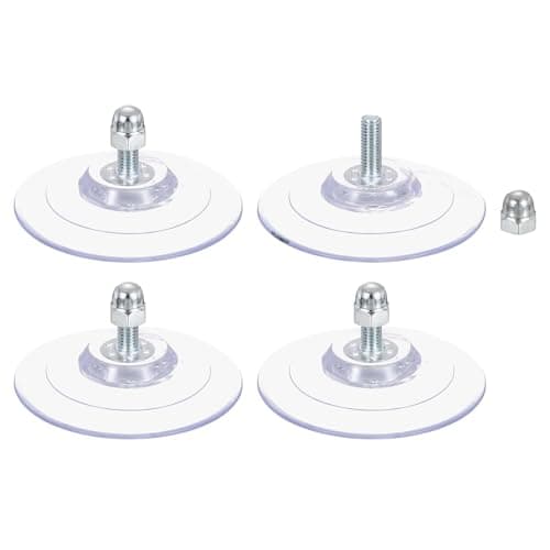 Image of sourcing map 4 Packs Suction Cups for Glass 85mm/3.3" Dia Clear PVC Window Glass Suction Sucker Pads with M8 x 23mm Screw for Window Bathroom Door Glass Wall Car Sun Shade