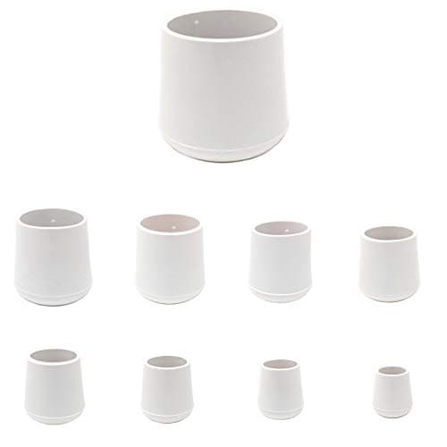 Image of 10mm Rubber Feet, White Tube End Caps, Pack of 36 Ferrules for Furniture & Chair Legs - Made in Germany (See Second Image for Ordering Guide)