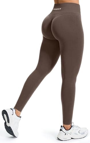 Image of JOYSPELS Seamless Gym Leggings for Women Workout Running Sports Bums Lifting Activewear Leggings High Waist Womens Yoga Pants UK Lentil Brown S