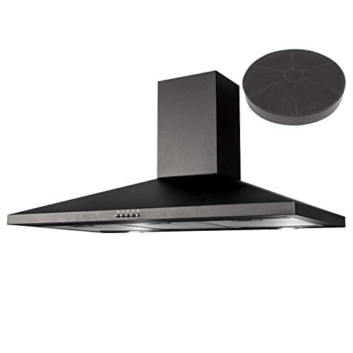 Image of SIA CHL100BL 100cm Black Chimney Cooker Hood Kitchen Extractor And Carbon Filter