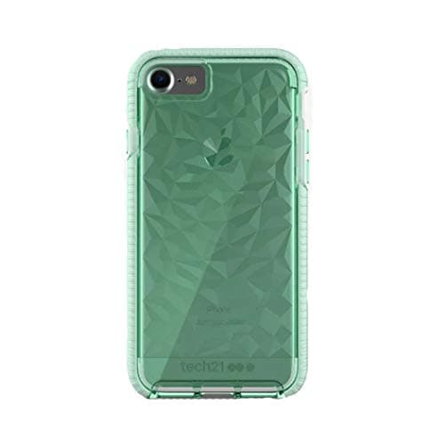 Image of tech21 Evo Gem Drop Proof Protective Case for iPhone SE 2020 / iPhone 8 / iPhone 7 / iPhone 6 - Ultra Thin Clear Back, Anti-Scratch - Green - Bulk Packaging