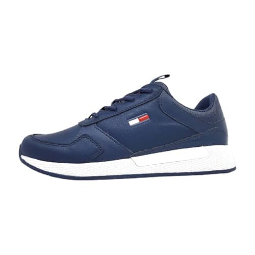 Image of Tommy Jeans Men Runner Trainers Flexi Athletic, Blue (Twilight Navy), 8 UK