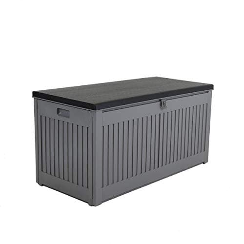 Image of CHARLES BENTLEY, 270L, Outdoor, Garden, Plastic, Storage Box, Grey Body, Black Lid, Moulded Handles, Padlock Hasp, Sliding Lifts, PP Vacuum, Indoor, Outdoor, Steel, Storage Chest (109x54.7x51.3cm)