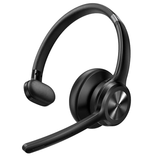 Image of TECKNET Bluetooth Headset, Wireless Headset with Microphone Noise Cancelling for Work, BT5.2 with 50hrs Talk Time, One Click Mute & Rotatable Mic Single Ear Headphone for Office/Call Center/Truck/Home